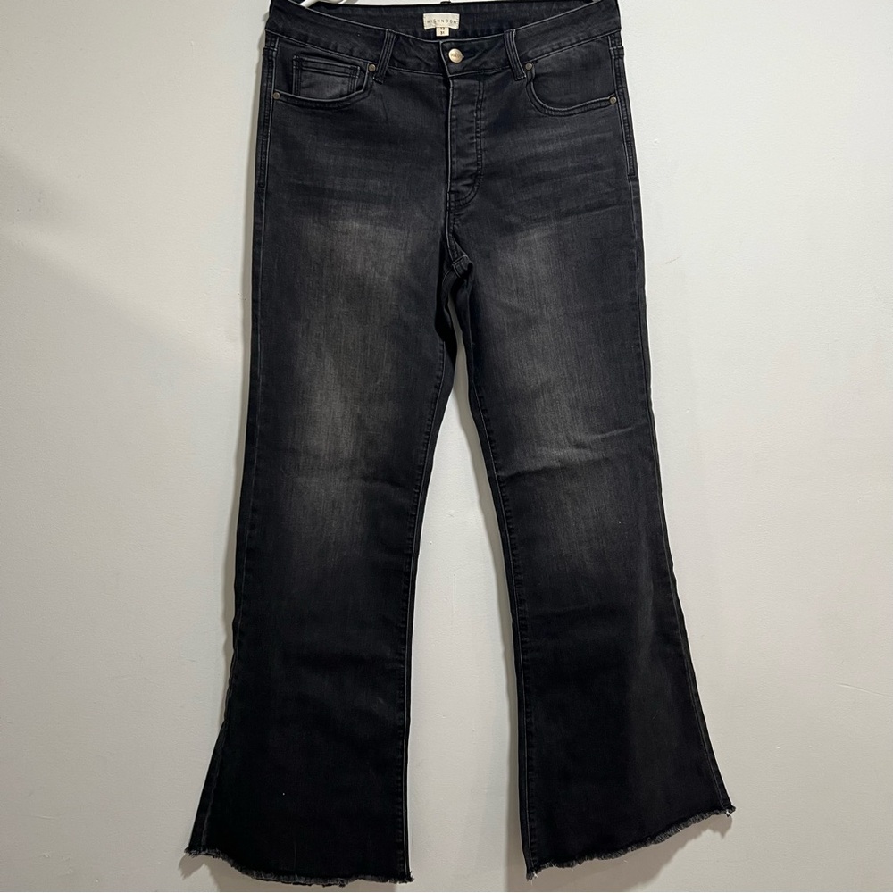 High Noon Black Women's Bell Bottom Jeans Elastic Waist - Picture 2 of 7